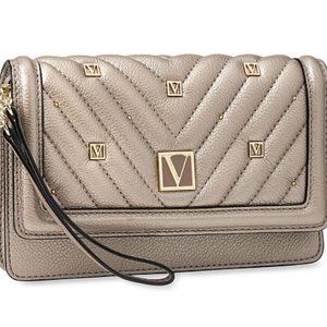 VICTORIA'S SECRET TECH CLUTCH- METALLIC V STUD